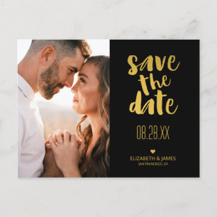 Black Gold Rustic Modern Save The Date Photo Postcard
