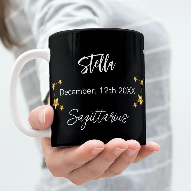 Black gold Sagittarius star constellation birthday Coffee Mug (Creator Uploaded)