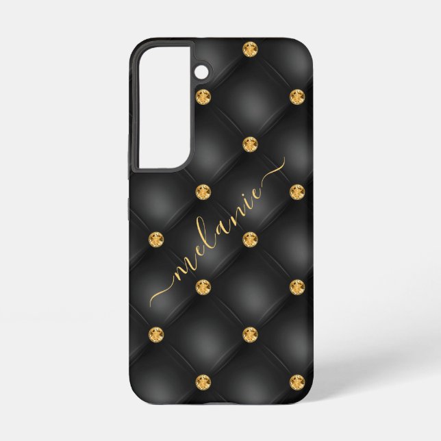 Black Gold Samsung Galaxy Case with Custom Name (Back)