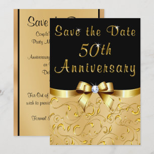 Black, Gold Save the Date 50th Wedding Anniversary Invitation