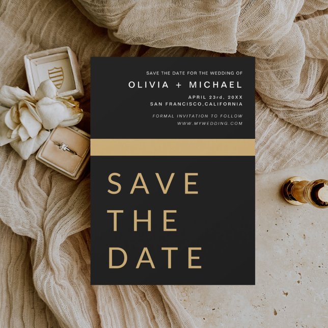 Black Gold Save the Date Elegant Gold  (Creator Uploaded)