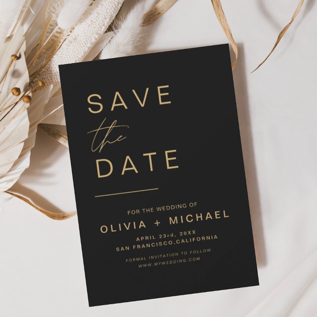 Black Gold Save the Date Elegant Minimalist Script (Creator Uploaded)