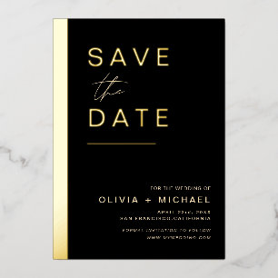 Black Gold Save the Date Elegant Photo Minimalist
