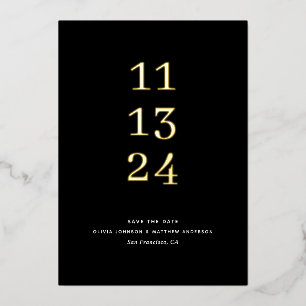 Black & Gold Save the Date. Modern Elegant Wedding