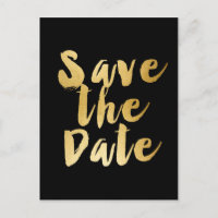Black Gold SAVE THE DATE Modern Fat Type Postcard