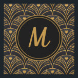 Black Gold Scallop Pattern Art Deco Monogram Faux Canvas Print<br><div class="desc">Elegant Black Gold Scallop Pattern Art Deco Monogram Canvas Print has a modern design that looks elegant for your wall or give as a gift. Great to add to any decor. Personalize it.</div>