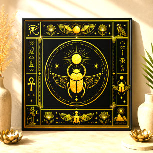 Black Gold Scarab Egyptian Symbol Decor Art Tile