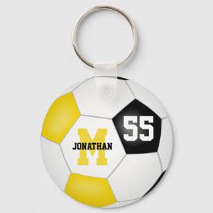 black gold school colours boys girls sports soccer key ring