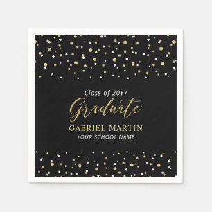 Black & Gold School Graduation Ceremony Party  Napkin