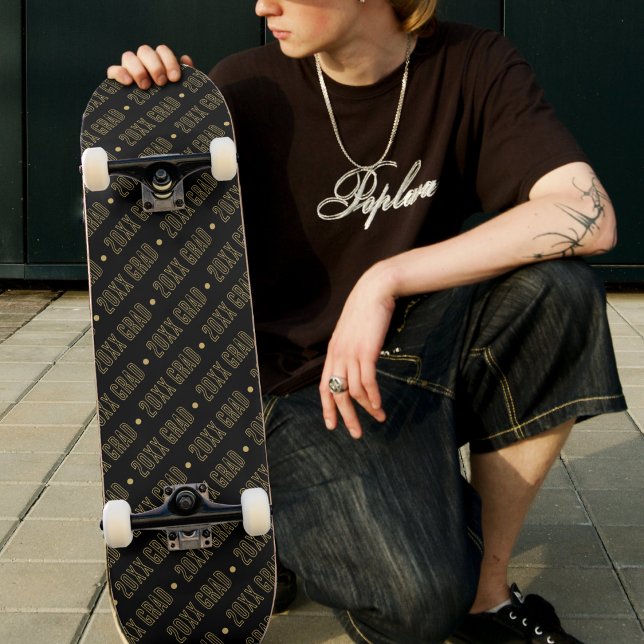 Black & Gold School Graduation Year Pattern Skateboard (Black & Gold School Graduation Year Pattern Skateboard)
