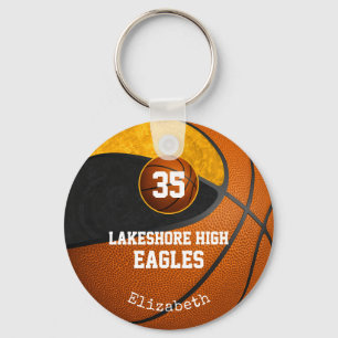 black gold school team spirit girls' basketball key ring