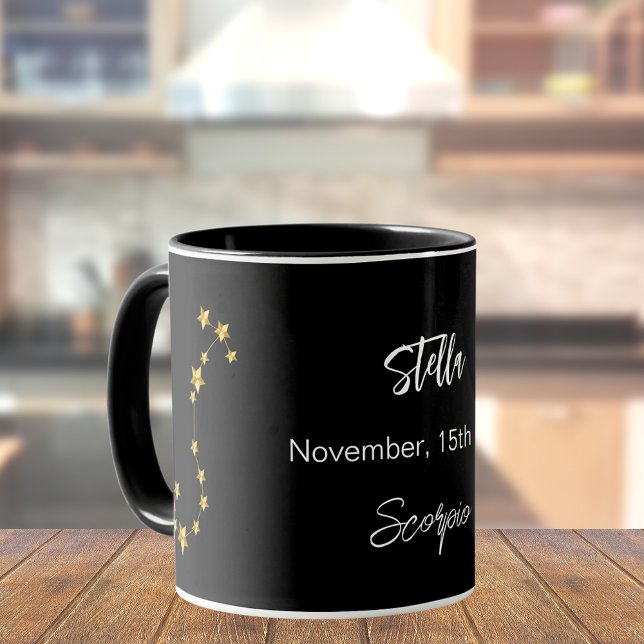 Black gold Scorpio star constellation birthday Mug (Creator Uploaded)