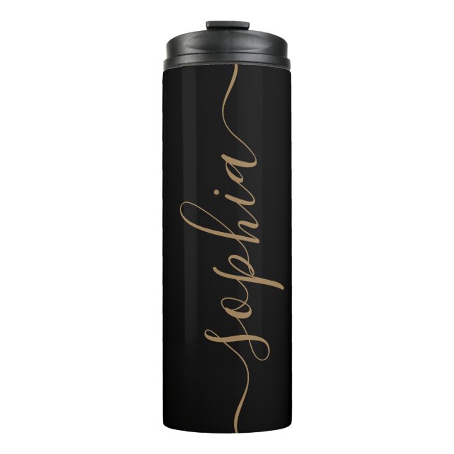 Black Gold Script Custom Thermal Tumbler (Front)