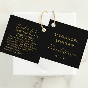 Black Gold Script Dark Chocolate Ingredients Favour Tags