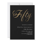 Black gold script elegant 50th birthday luxury