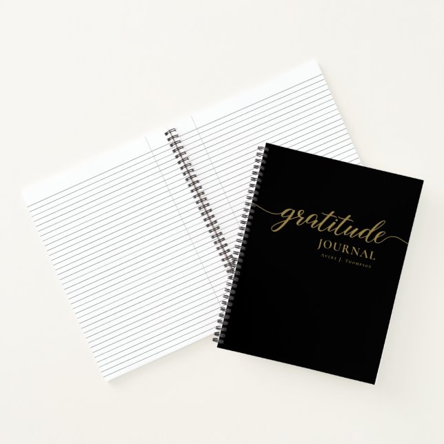 Black gold Script Gratitude Journal Personalised (Inside)