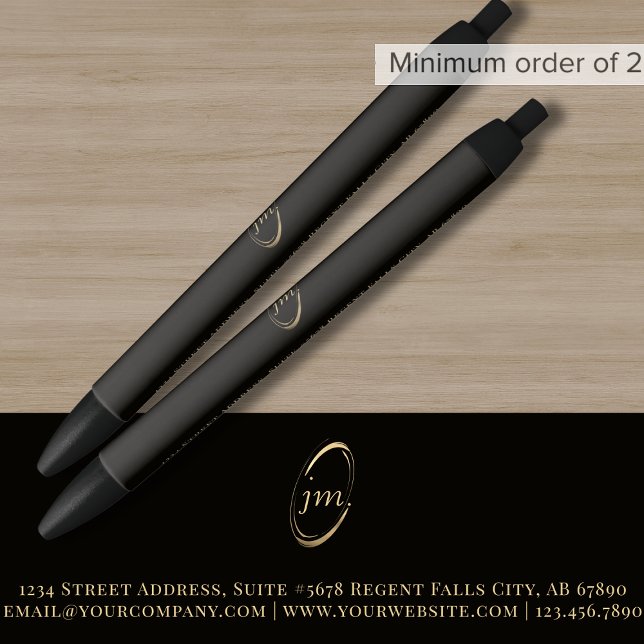 Black Gold Script Monogram Black Ink Pen (Creator Uploaded)