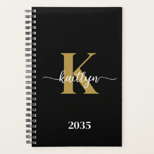 Black Gold Script Monogram Planner