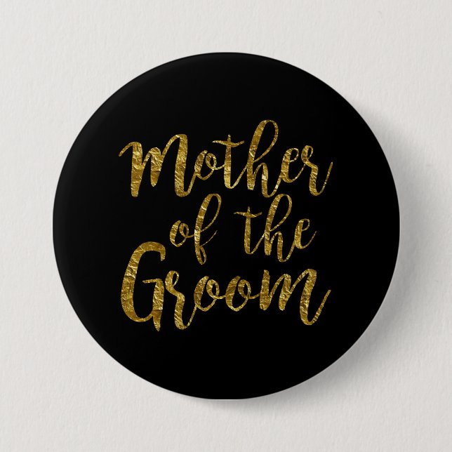 Black & Gold Script Mother of the Groom Button (Front)