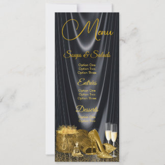 Black Gold Shoe Woman Birthday Menu Program Invitation