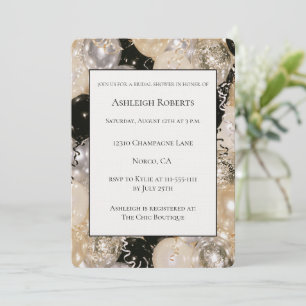 Black Gold Silver Balloons Bridal Shower Invitation