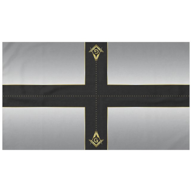 Black Gold Silver Masonic Tablecloth & Decorations (Front (Horizontal))