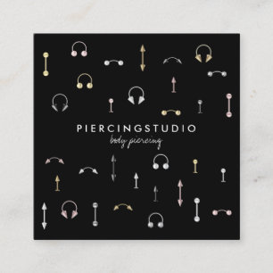 Black Gold Silver Pink Body Piercing Square Business Card