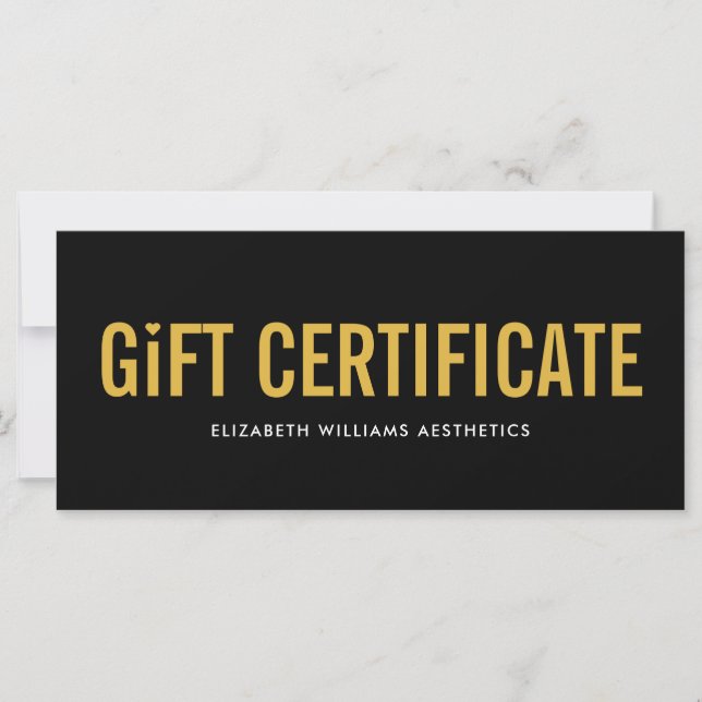 Black Gold Simple Modern Gift Certificate (Front)
