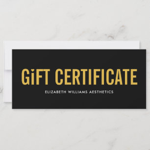 Black Gold Simple Modern Gift Certificate