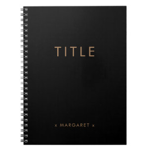 Black Gold Simple Modern Minimalist Personalised Notebook