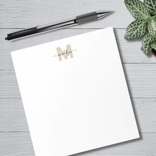 Black Gold Simple Name Monogram Notepad