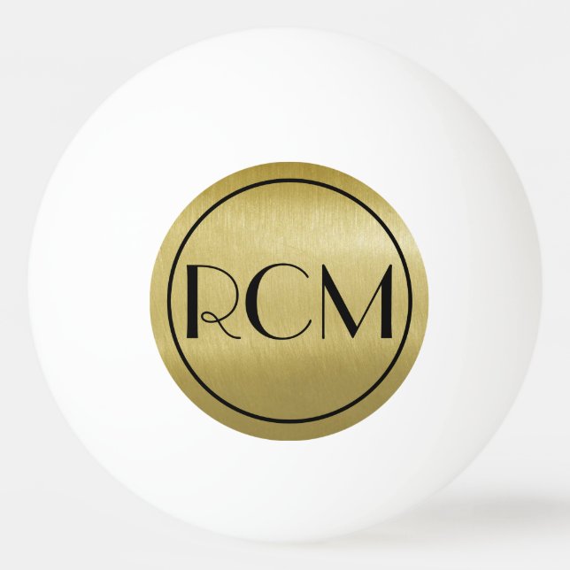 Black Gold Simple Sophisticated Monogram   Ping Pong Ball (Front)