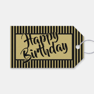Black/Gold Simple Stripes Pattern All Occasions Gift Tags