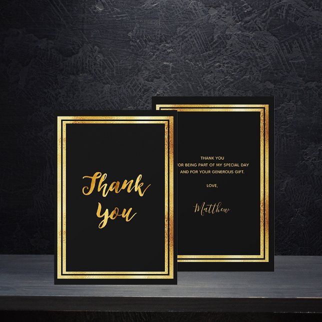 Black gold simple thank you card (Creator Uploaded)