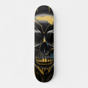 Black & Gold Skull - Numb-Skulls Design Skateboard