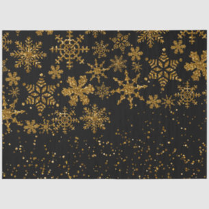 Black & Gold Snowflakes Stars Merry Christmas Tissue Paper
