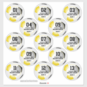 black gold soccer team colours set of 13 custom