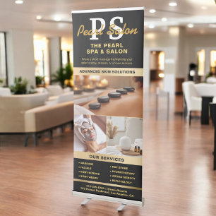 Black Gold Spa Salon Monogram Photo Collage Logo Retractable Banner