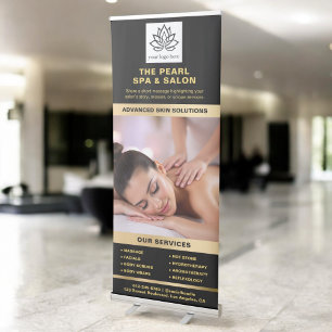 Black & Gold Spa Salon Services Photo Business Retractable Banner