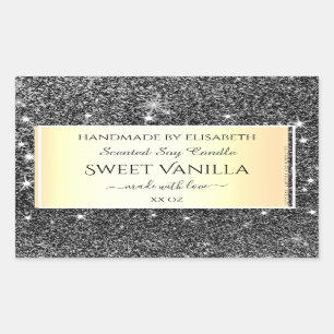 Black Gold Sparkle Silver Glitter Product Labels