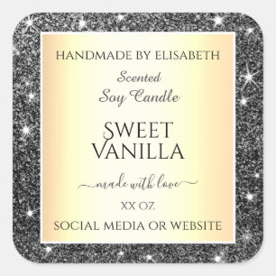 Black Gold Sparkle Silver Glitter Product Labels
