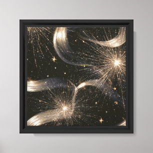 Black Gold Sparkle Stars Canvas Print