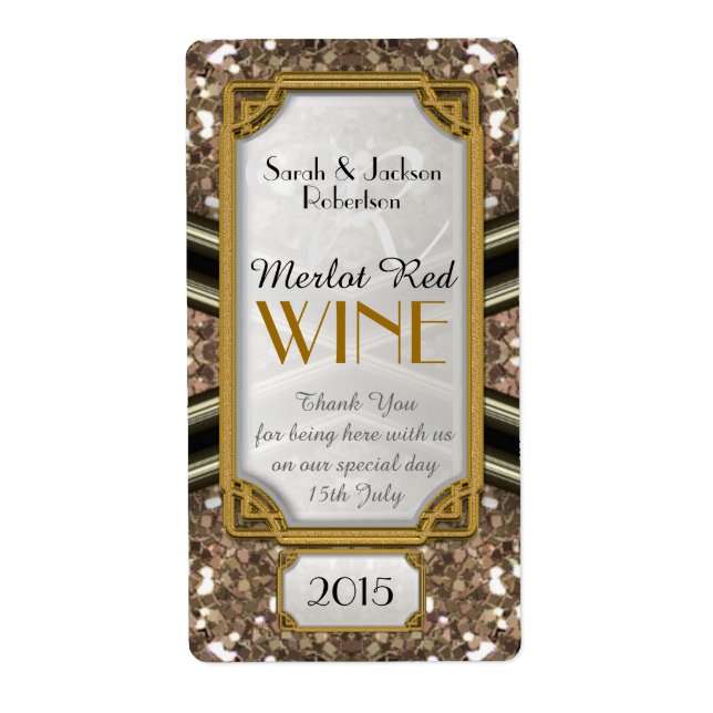 Black Gold Sparkler Wine Bottle Labels (Front)