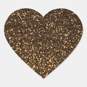 Black gold sparkly glitter heart sticker