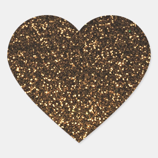 Black gold sparkly glitter heart sticker (Front)