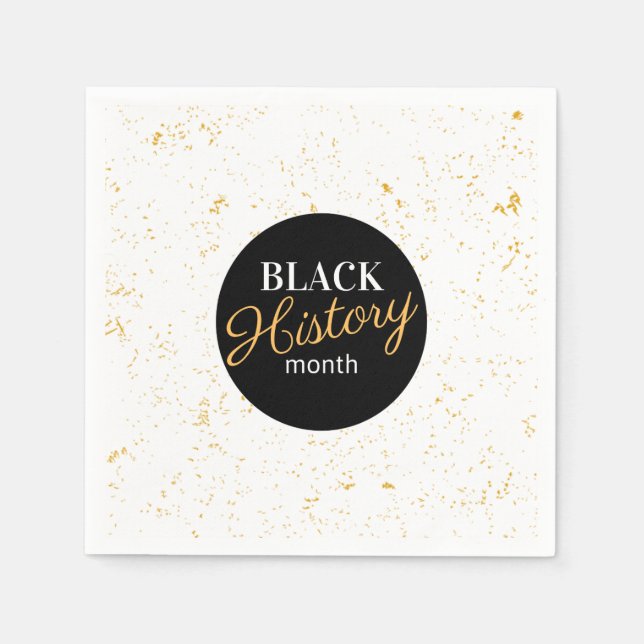 Black & Gold Specks Black History Month Napkin (Front)