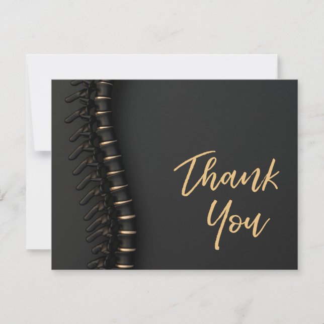 Black & Gold Spine Chiropractic Thank You Cards (Front)