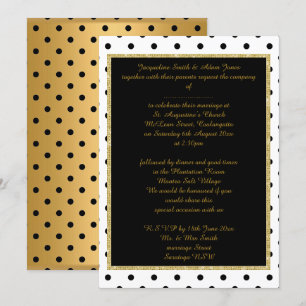 Black Gold Spot elegant wedding stationery Gold Invitation