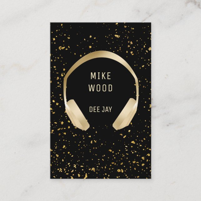 Black Gold Sprazer Headphones DJ Business Card (Front)