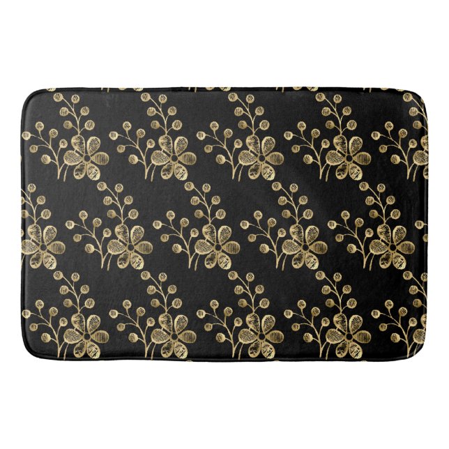 BLACK GOLD SPRING FLORAL BATH MAT (Front)